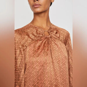 Bailey 44 Rosemary Patterned Cut Out Blouse in Orange/Brown Size XS